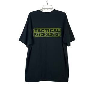 Vintage Men's Tactical Psychologist Black Graphic T Shirt XL Hanes Comfort Tag